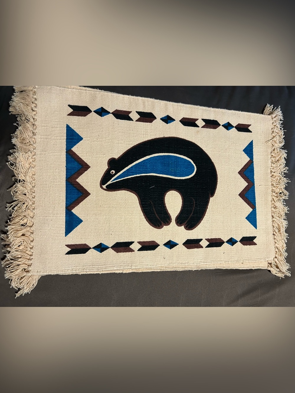 Southwestern Badger Placemats - Black & Blue on Cream